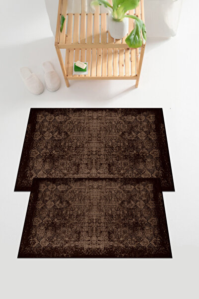 EVİMSEN طقم سجادة حمام حديثة من ديجيتال مطبوع مع قاعدة قابلة للغسل ومضادة للا...