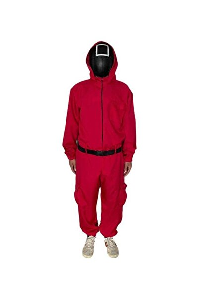 MissTiara Squid Game Cosplay Jumpsuit With Belt, Gloves & Mask - M (165-175 cm)