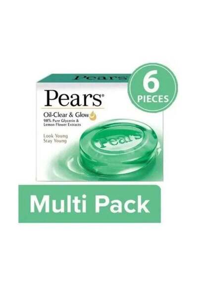 Pears Oil-Clear & Glow Soap Multi Pack – Pure Glycerin & Lemon Flower Extract (6 Pieces)