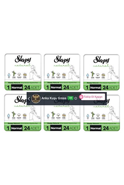 Sleepy Natural Ultra Hassas Hijyenik Ped Normal 24x6 = 144 Adet Ped