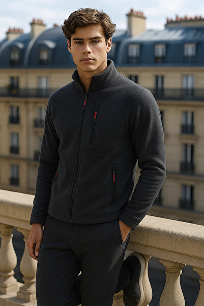 COMBİNE MİCHAİL Мъжка суитшърт с цип Basic Fume Bol Polar