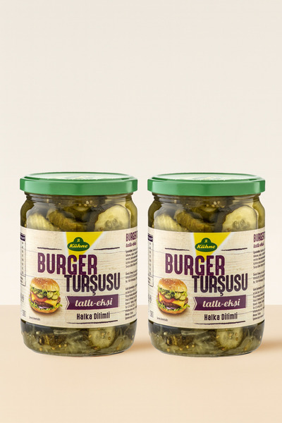 Kühne Burger Turşusu Dilimli 530 gr 2 Adet – İnce Kesim Salatalık Turşusu | Hamburger, Sandviç