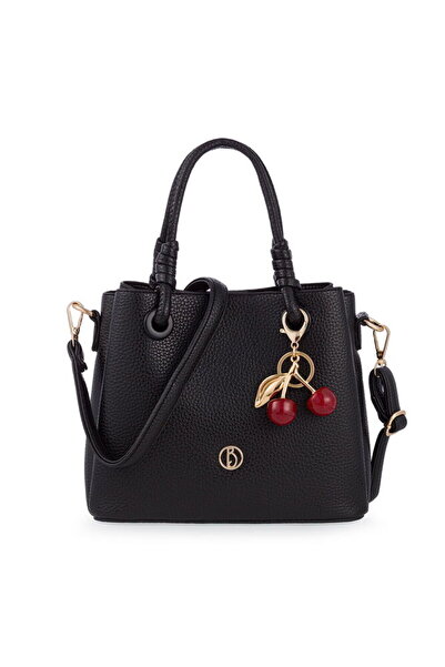 Bilik Deri Black Women's Handbag with Logo Detail Ri̇v 145-R