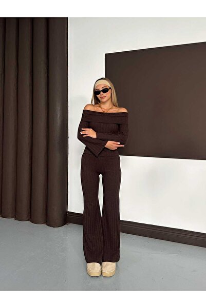 albaroda Set de îmbrăcăminte pentru femei, maro, gros, material reiat Madonna...