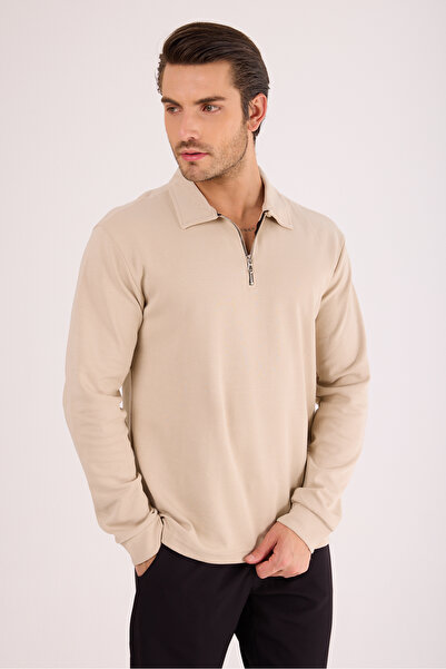 Quafash Erkek Fermuarlı Yaka Regular Fit Pamuklu Sweatshirt