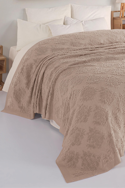 WOOLHOME ÇİFT KİŞİLİK HAVLU TRİKO ÖRGÜ YATAK ÖRTÜSÜ 220X240CM