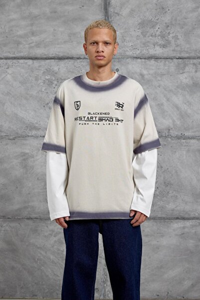 NOMARC Крем RESTART BASKILI KOLU PARCALI SWEATSHİRT