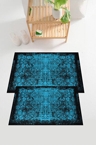 EVİMSEN طقم سجادة حمام حديثة من ديجيتال مطبوع مع قاعدة قابلة للغسل ومضادة للا...