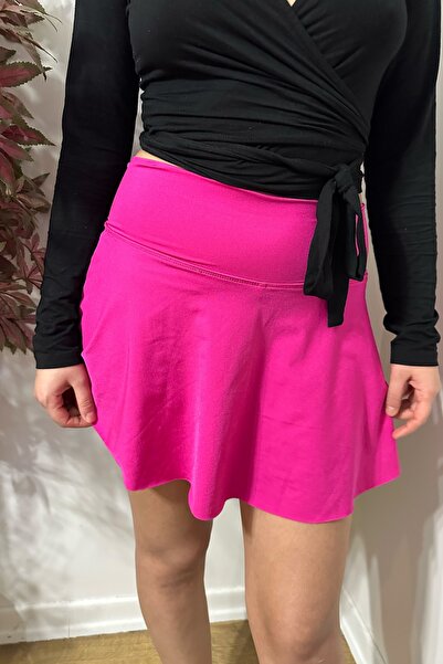 Nilmay mayo Pembe Spor Şort Etek Yüksek Bel Sporcu Ve Deniz Şortu