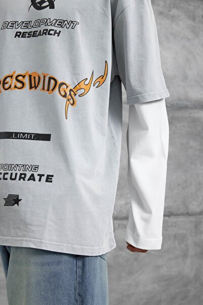 NOMARC Сірий Nmrc Areswing з написом Oversize Світшот з рукавами