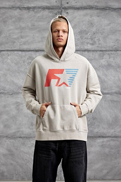 NOMARC Крем F1 ПРИНТОВАНИЙ КАПЮШОНОВИЙ ОВЕРСІЗ СВІТШОТ