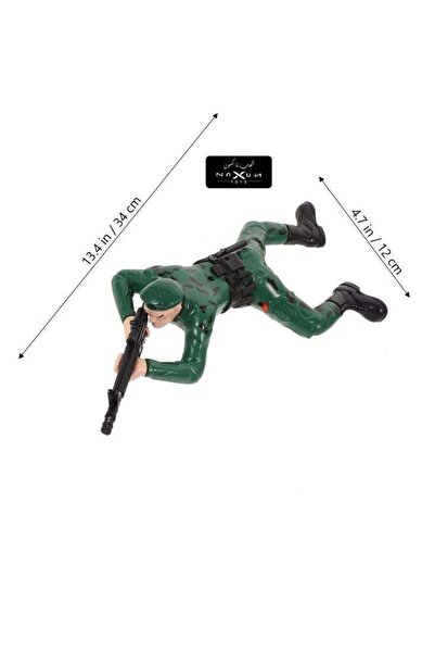 Generic لعبة جندي عسكري مع مسدس - مجسم رجل جيش يزحف في وضعية قتالية