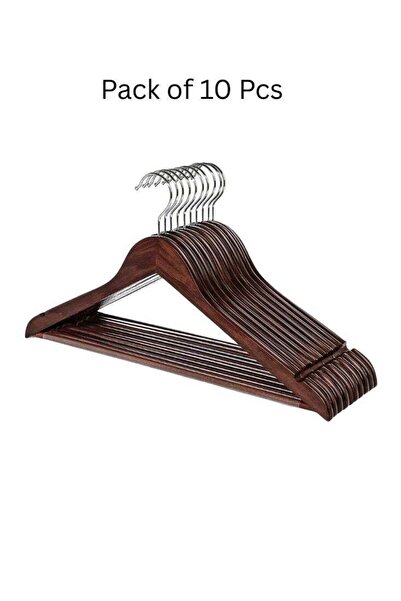Generic مجموعة من 10 شماعات ملابس خشبية - شماعات متينة غير قابلة للانزلاق للمعاطف والبدلات