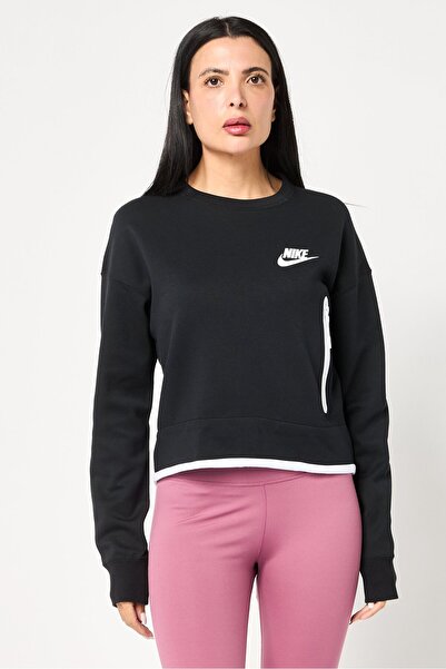 Nike سويت شيرت رياضي نسائي بأكمام طويلة مناسب للخارج، أسود