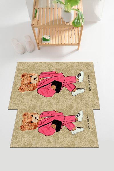 EVİMSEN Set de covoraș de baie digital cu imprimeu lavabil și anti-alunecare ...