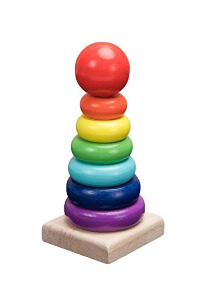 Melissa & Doug Classic Rainbow Wooden Stacking Toy - Educational Design (8.89x8.89x21.59 cm)