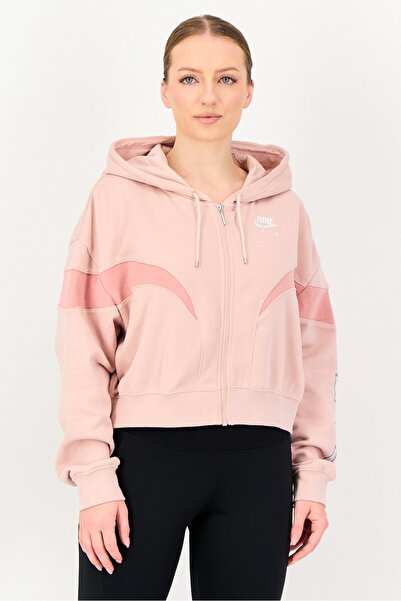 Nike Women Sportswear Fit Long Sleeve Outdoor Hooded Jacket, Peach
