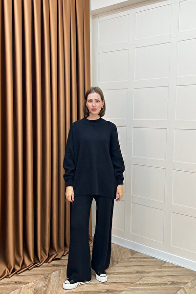 Stilife Σετ Πλεκτό Διπλό Dilşah Angora Μαύρο