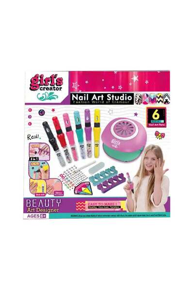 Generic Girl's Creator Nail Art Set 6Yrs+ Beauty Art Designer with 6 Pcs Nail Art Pens
