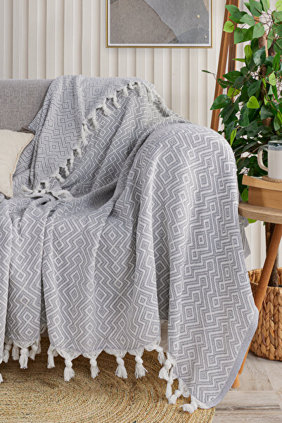 Babada Home 175x210cm Akasya Desen - Saçak Bağlamalı Koltuk Örtüsü