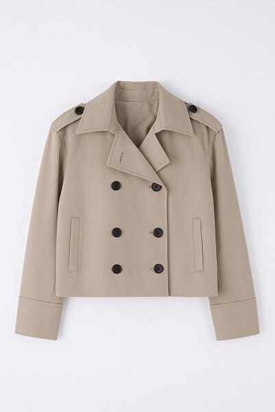 HAKKE Kruvaze Regular Kısa TRENÇKOT