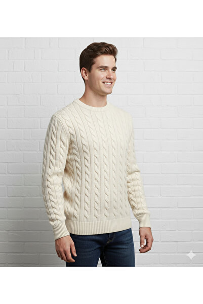 ModaBase Men's Hair-Braided-Crew Neck