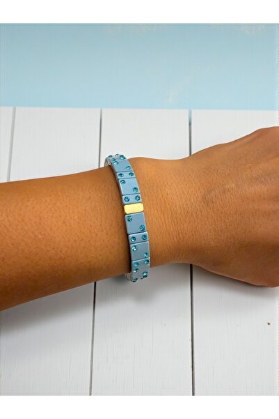 Bo Takı ve Aksesuar Ceramic Crystal Stone Rubber Bracelet