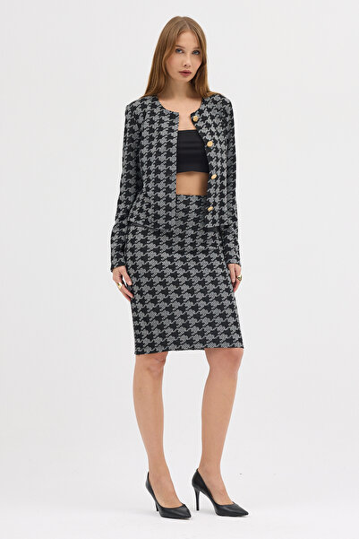 Laranor Pattern 2 Gold Button Detail Ethnic Pattern Cotton Viscose Jacket Cardigan Day and Night Chic