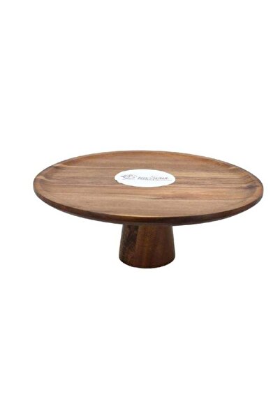 Acacia حامل كيك خشبي مع قاعدة دائرية