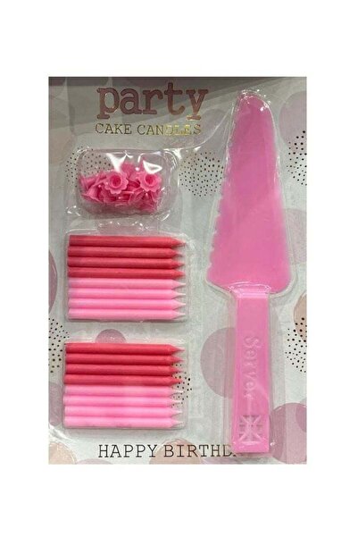 Generic مجموعة شموع كعكة الحفلات - شموع عيد ميلاد وردية مع حامل وحامل كعكة