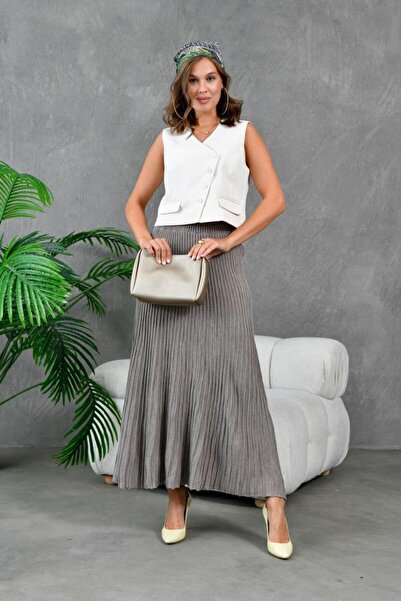 Işşıl 10807-Cloche Cut Flexible Knit Skirt