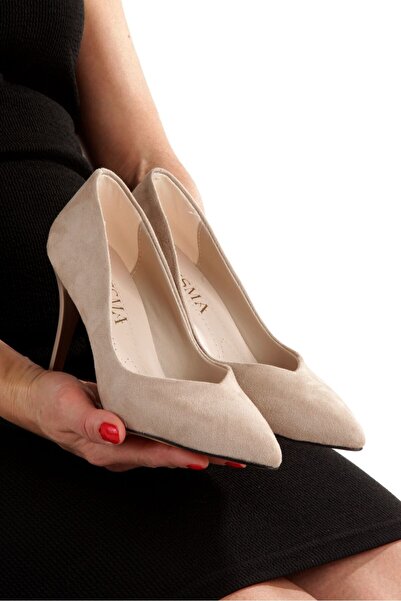 Y ESMA Stiletto Ten Suede - Medium Thin Heel, V Mouth Low-Cut Women's Shoes