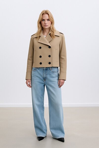 HAKKE Kruvaze Regular Kısa TRENÇKOT