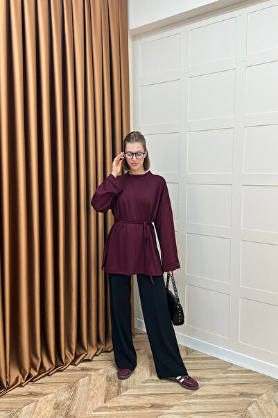 Stilife Δερμάτινο τούνικ με διπλό μανίκι μπορντό