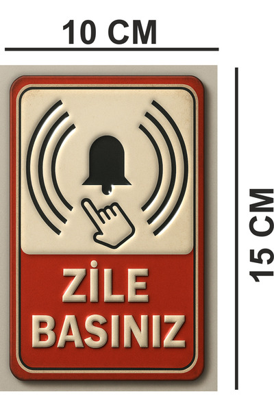 sıradışıhediyem Press the Metal Bell Warning Sign 10X15 cm Is Double-Sided and Has a Sticker on the Back.