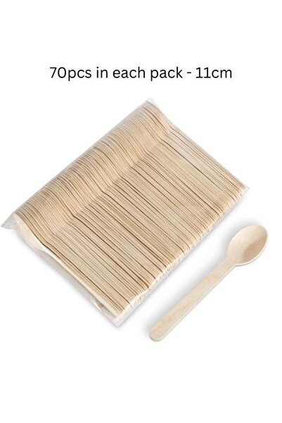 Generic Wooden Disposable Spoons – Pack of 70 Eco-Friendly Biodegradable Utensils (11cm)