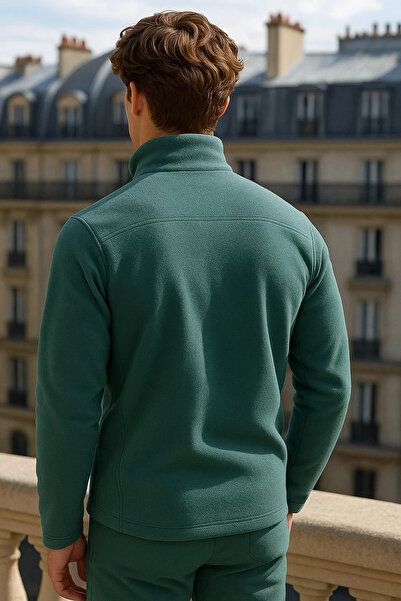 COMBİNE MİCHAİL Мъжка суитшърт с цип Basic Çağla Loose Polar