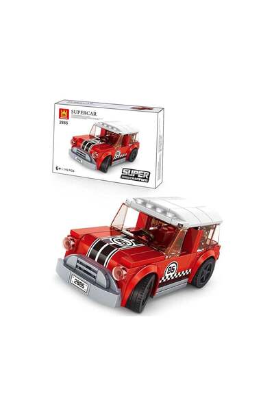 Generic لعبة مكعبات بناء سيارة سوبر كار سوبر تشامبيونز 2885 ريد ميني كوبر إس ريسينغ إيديشن، 115 قطعة للأطفال