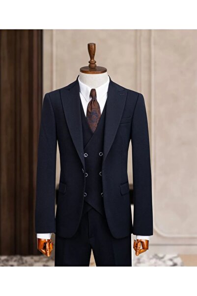 Biçeq Collection Men's Vested Sports Slim Fit Suit_Black