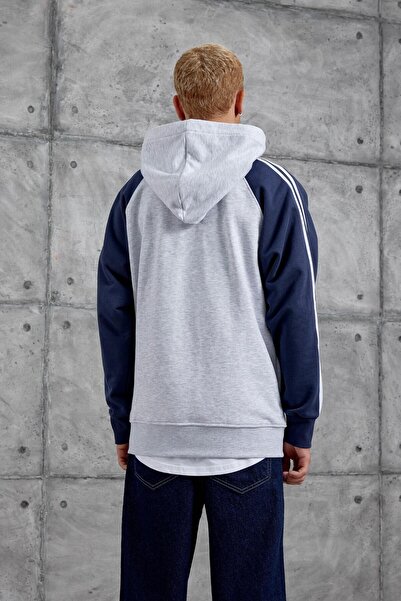 NOMARC Γκρι 08 ΣΤΑΥΡΩΜΕΝΟ oversized με κουκούλα ΦΟΥΤΕΡ