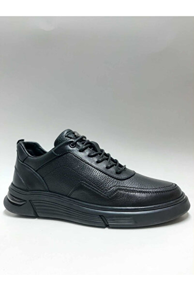 Pepita Genuine Leather Lace-Up Black Winter Men's Shoes