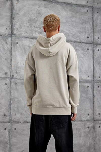 NOMARC Κρεμ F1 PRINTED με κουκούλα oversized ΦΟΥΤΕΡ