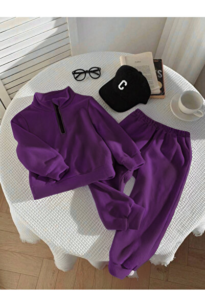 MOONBULL Children's Mock Neck Half Zipper Fleece Set