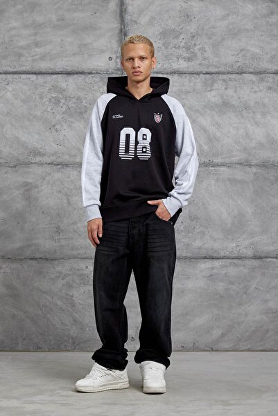 NOMARC ΜΑΥΡΟ 08 ΕΚΤΥΠΩΜΕΝΟ oversized με κουκούλα ΦΟΥΤΕΡ