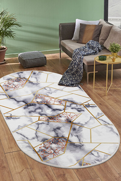 Dijidekor ΨΗΦΙΑΚΟ Οβάλ ΧΑΛΙ ΧΩΡΙΣ ΦΛΑΝΤΙΣΜΕΝΟ ΚΡΥΣΤΑΛΛΙΚΟ ΜΟΝΤΕΛΟ ΧΡΥΣΟ Χρώμα Σβήσιμο Χαλάκι δαπέδου 60x150