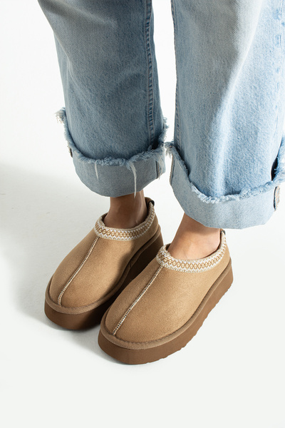 LORENN SHOES Γυναικεία παπούτσια Ultra II Mink Suede με χοντρή σόλα με γούνα εσωτερικά