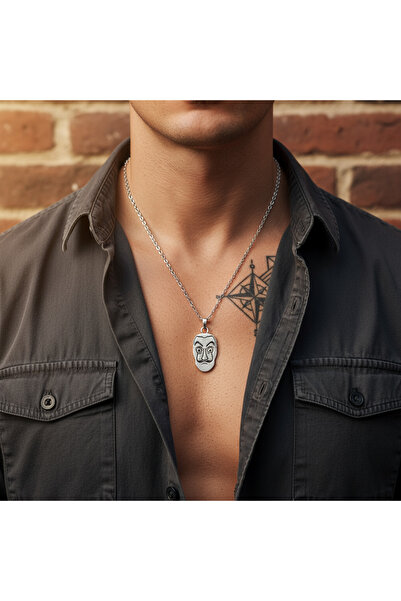 Alooya La Casa De Papel - Salvador Dali Gümüş Kaplama Düz Zincir Kolye