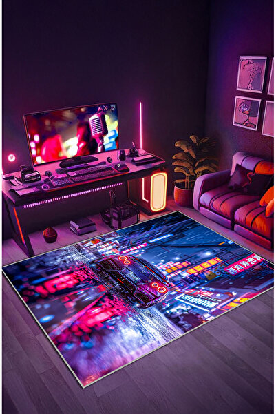 Decorative Anti-Slip Skyline R34 CAR Gamer Washable Rug