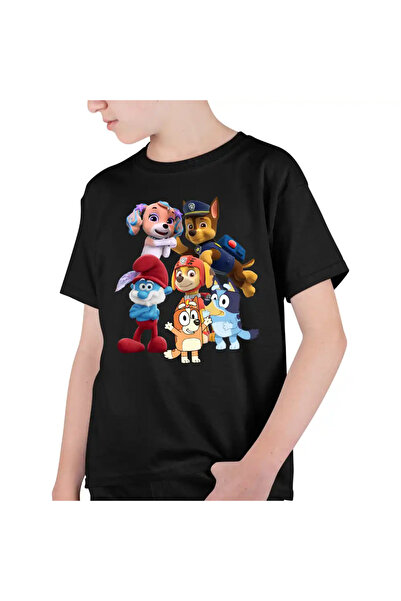 OEM Tricou Copii Baieti Paw Patrol Bluey Blue Bingo Papa Strumf Sirena Coral