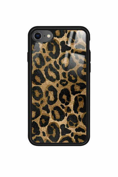 Snacase iPhone SE Uyumlu Kahverengi Leopar Tasarımlı Glossy Premium Kılıf